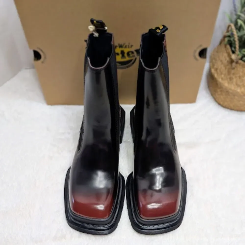 Dr. Martens Maybole Square Toe Black & Cherry Red Arcadia Chelsea Boots UK 5 NIB - Picture 5 of 14